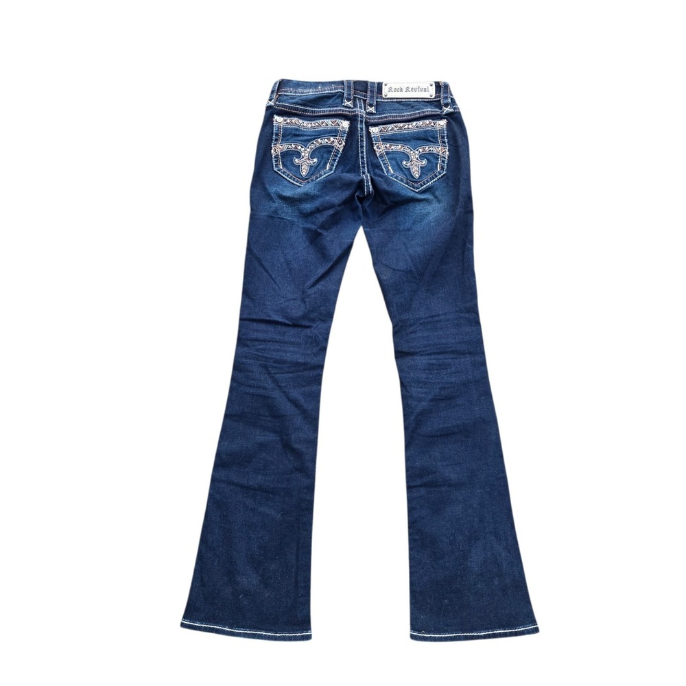 Rock Revival Jazlyn Bootcut Mid Rise Jeans Women Size 25 Embellished - Picture 1 of 10